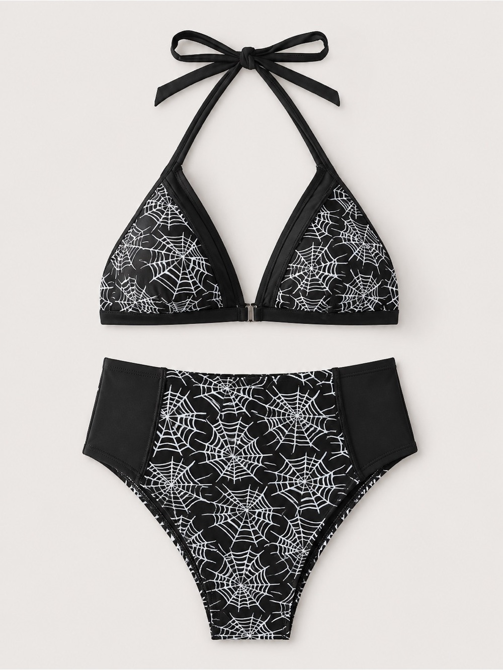 Black Spider Web Halter High Waisted
Bikini Set - Picture 4 of 7